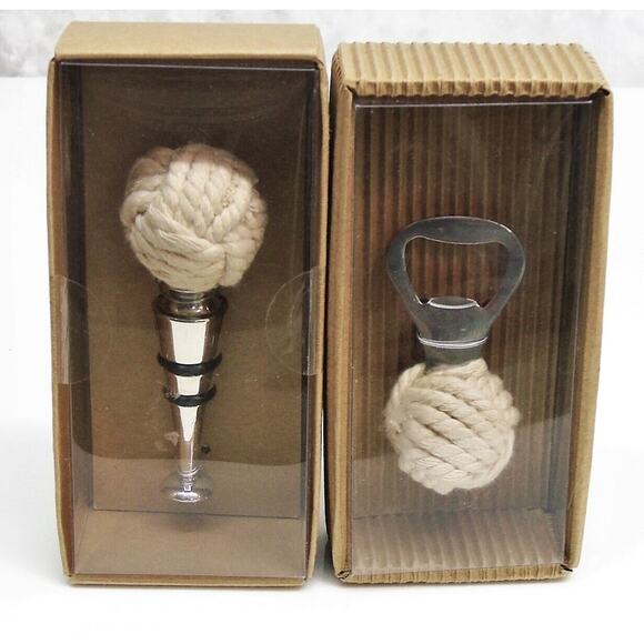 Set 2 Thirstystone BOTTLE OPENER + WINE STOPPER KEEPER Boat Rope Nautical Knots - Picture 5 of 8